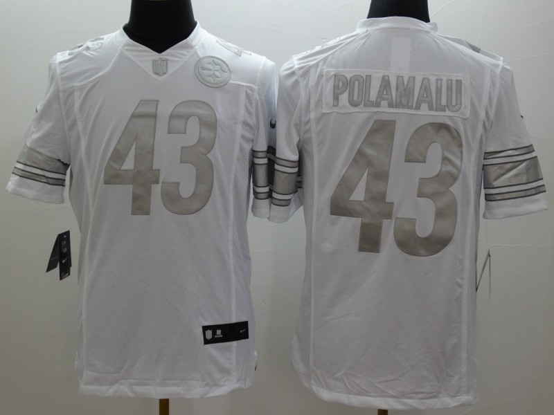 Men's Pittsburgh Steelers Troy Polamalu #43 White Jersey